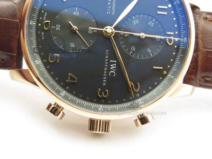 MIROTIME 0414 Portuguese IW371415 ZF 1:1 Best Edition RG Black dial On Brown Leather Strap A Modern 7286